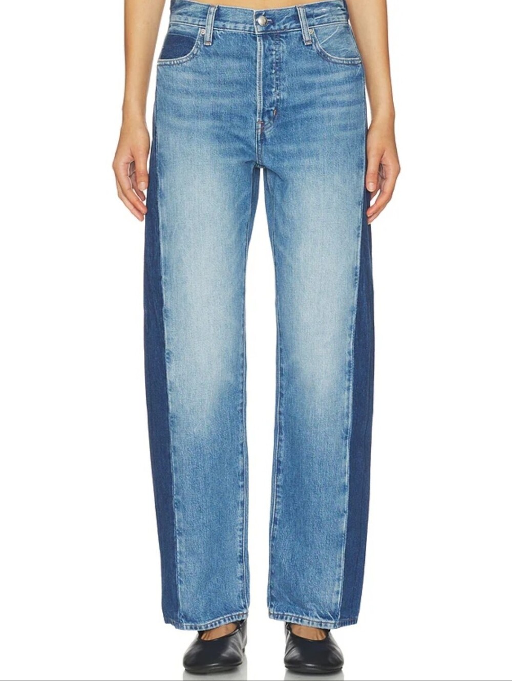 Pieced Barrel Jeans in Linden & Shadow Wash Madewell Size 29